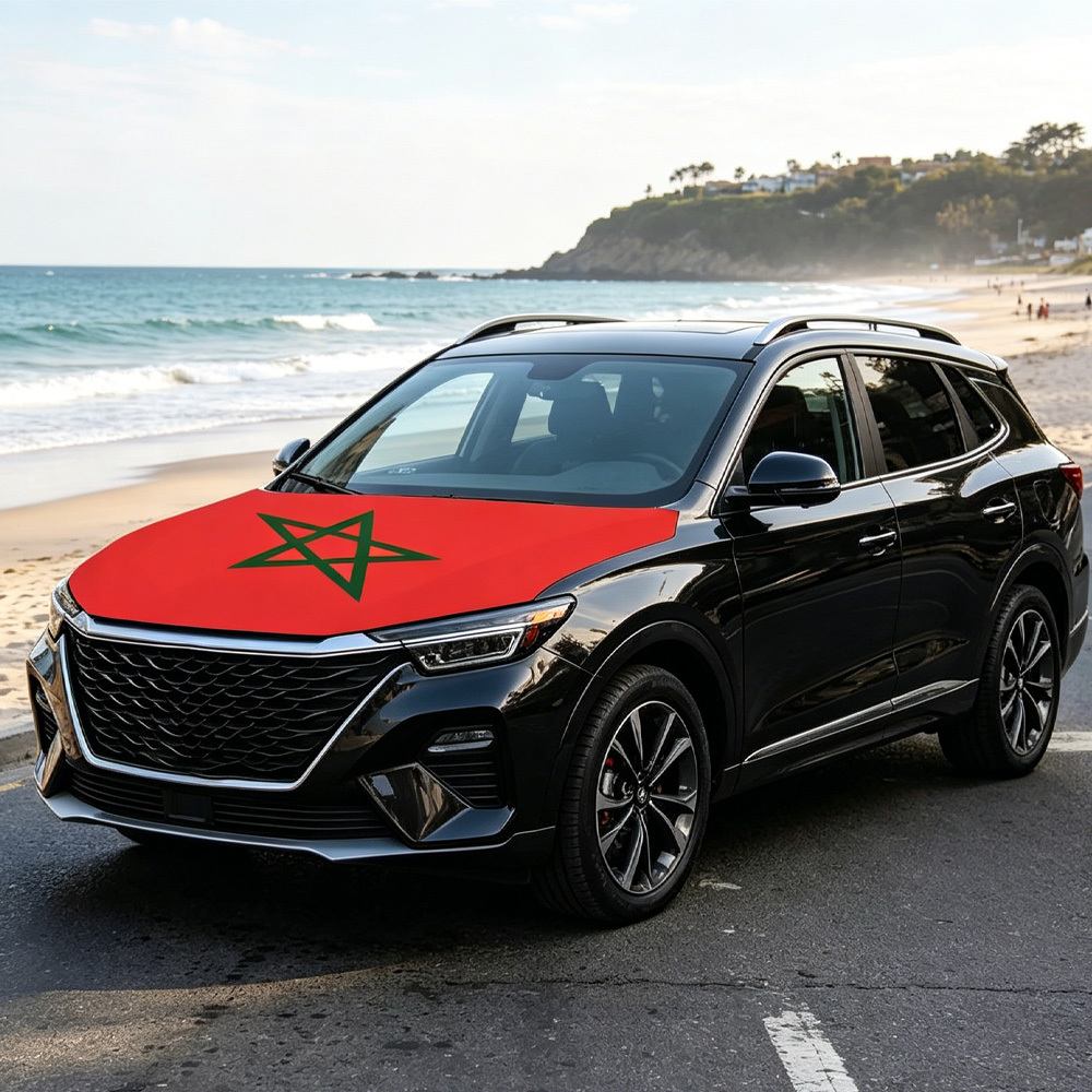 Car Accessories Banner - غطاء محرك السيارة بتصميم علم المغرب