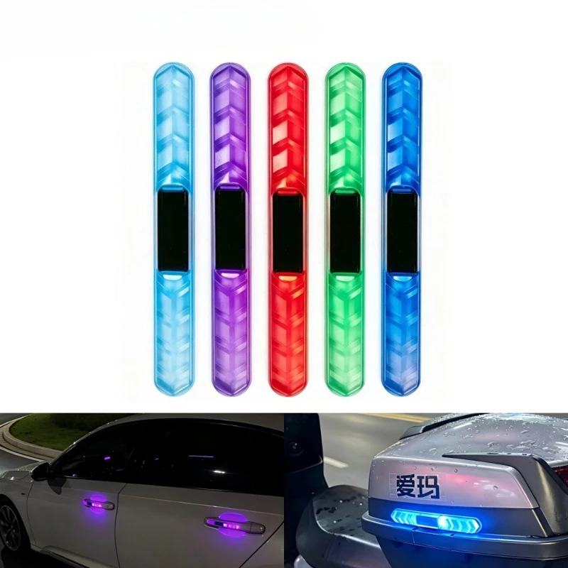 Car Door Handle Protector - مصباح LED شمسي وامض للسيارة، ضوء